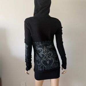 Y2K Bejeweled by Susan Fixel Swarovski Crystal Long Hoodie  NWT Glam Bling 2000s